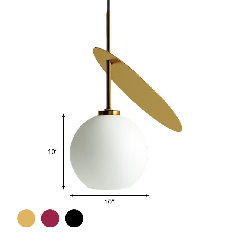 Modern Globe Pendant Lighting Open Glass Hanging Light with Metallic Circle for Restaurant Clearhalo 'Ceiling Lights' 'Chandeliers' 'Modern Chandeliers' 'Modern' Lighting' 1871505