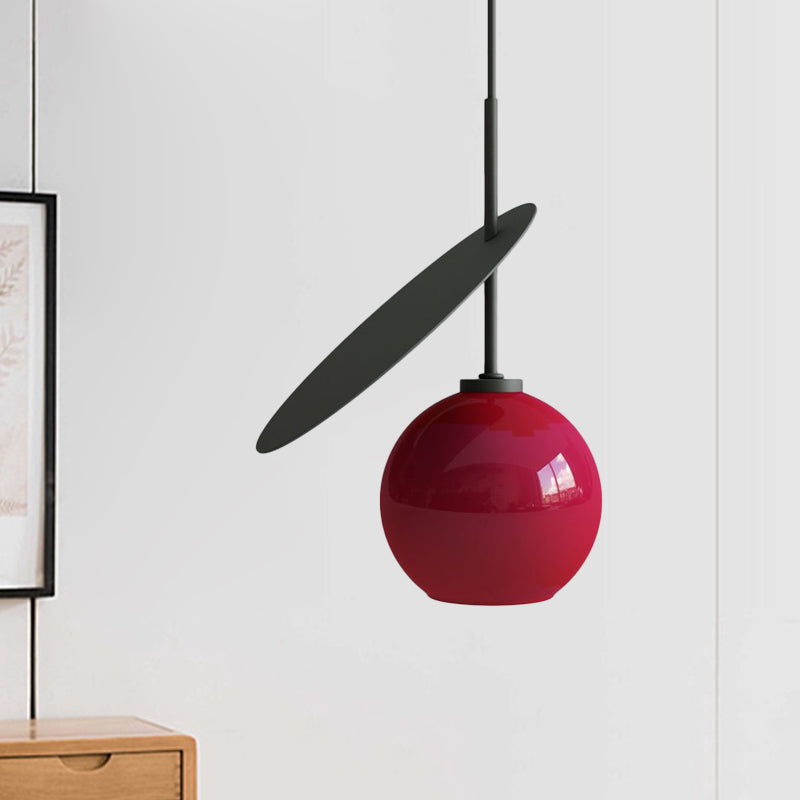 Modern Globe Pendant Lighting Open Glass Hanging Light with Metallic Circle for Restaurant Clearhalo 'Ceiling Lights' 'Chandeliers' 'Modern Chandeliers' 'Modern' Lighting' 1871512