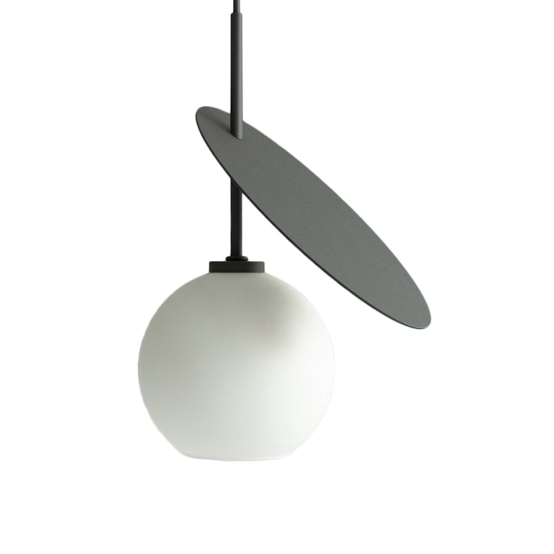 Modern Globe Pendant Lighting Open Glass Hanging Light with Metallic Circle for Restaurant Clearhalo 'Ceiling Lights' 'Chandeliers' 'Modern Chandeliers' 'Modern' Lighting' 1871521