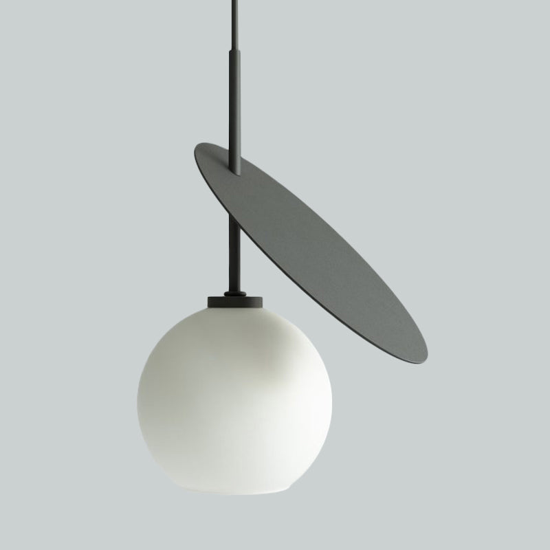 Modern Globe Pendant Lighting Open Glass Hanging Light with Metallic Circle for Restaurant Clearhalo 'Ceiling Lights' 'Chandeliers' 'Modern Chandeliers' 'Modern' Lighting' 1871522