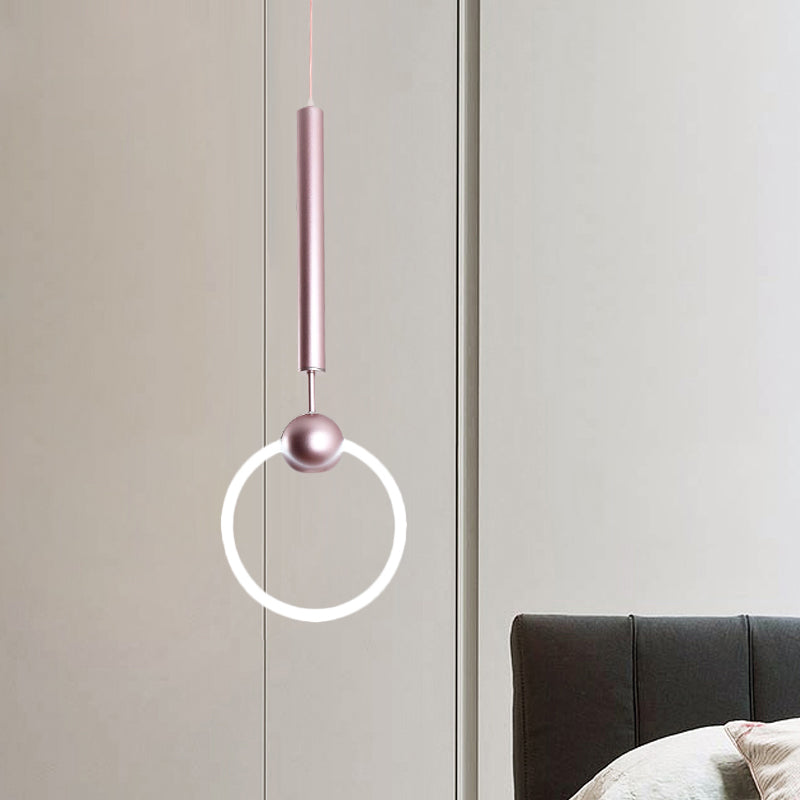 Flute & Ring Bedroom Pendant Light Metal 1 Head Macaron Style Hanging Light Clearhalo 'Ceiling Lights' 'Modern Pendants' 'Modern' 'Pendant Lights' 'Pendants' Lighting' 1871546