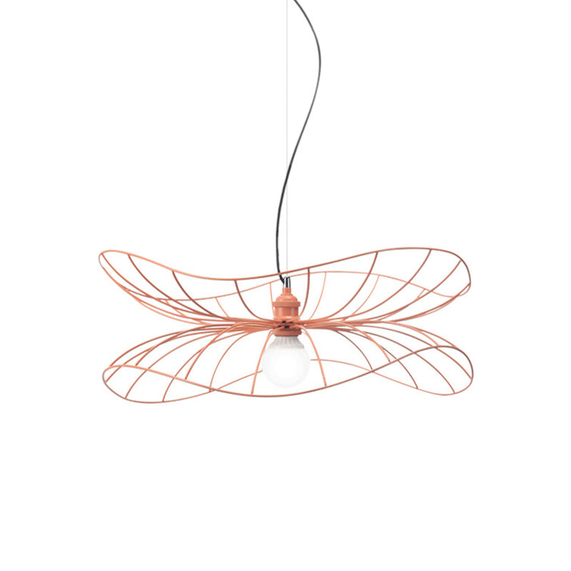 Modern Lotus Leaf Pendant Light 1 Light Iron Hanging Lamp in Pink for Dining Room Hotel Clearhalo 'Ceiling Lights' 'Modern Pendants' 'Modern' 'Pendant Lights' 'Pendants' Lighting' 1871577