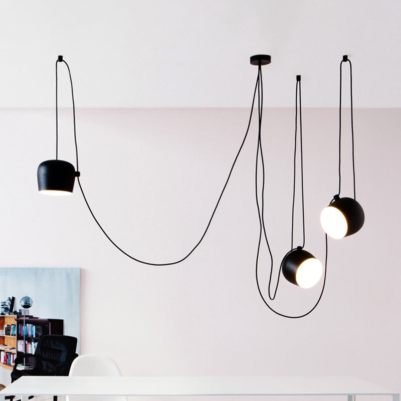 Cup Living Room Suspension Light Metal Modern Style Monochrome Pendant Light Clearhalo 'Ceiling Lights' 'Chandeliers' 'Modern Chandeliers' 'Modern' Lighting' 1871586