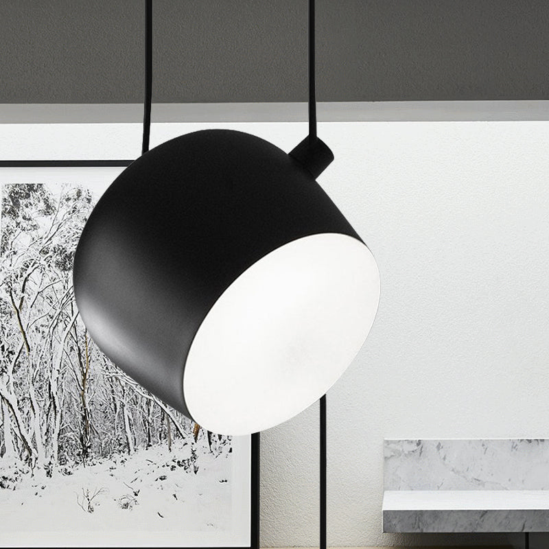 Cup Living Room Suspension Light Metal Modern Style Monochrome Pendant Light 1 Black Clearhalo 'Ceiling Lights' 'Chandeliers' 'Modern Chandeliers' 'Modern' Lighting' 1871595