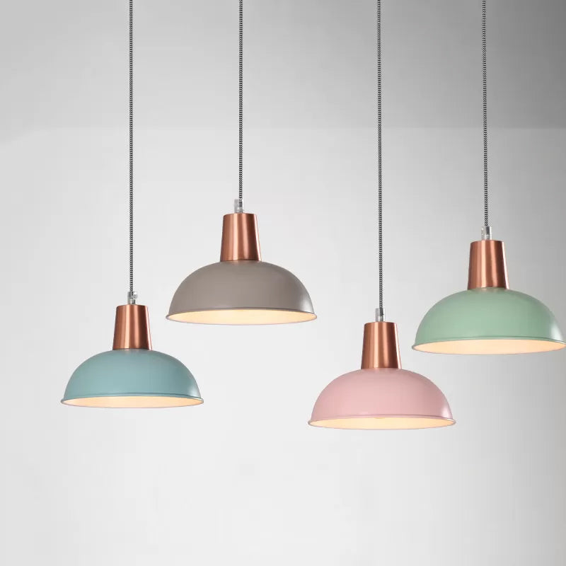 Metal Dome Shade Pendant Light One Light Macaron Loft Suspension Light for Kitchen Stair Grey Clearhalo 'Ceiling Lights' 'Modern Pendants' 'Modern' 'Pendant Lights' 'Pendants' Lighting' 1871605