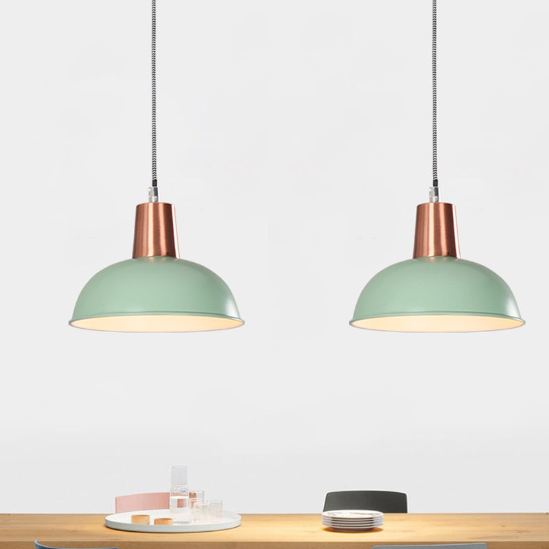 Metal Dome Shade Pendant Light One Light Macaron Loft Suspension Light for Kitchen Stair Green Clearhalo 'Ceiling Lights' 'Modern Pendants' 'Modern' 'Pendant Lights' 'Pendants' Lighting' 1871610