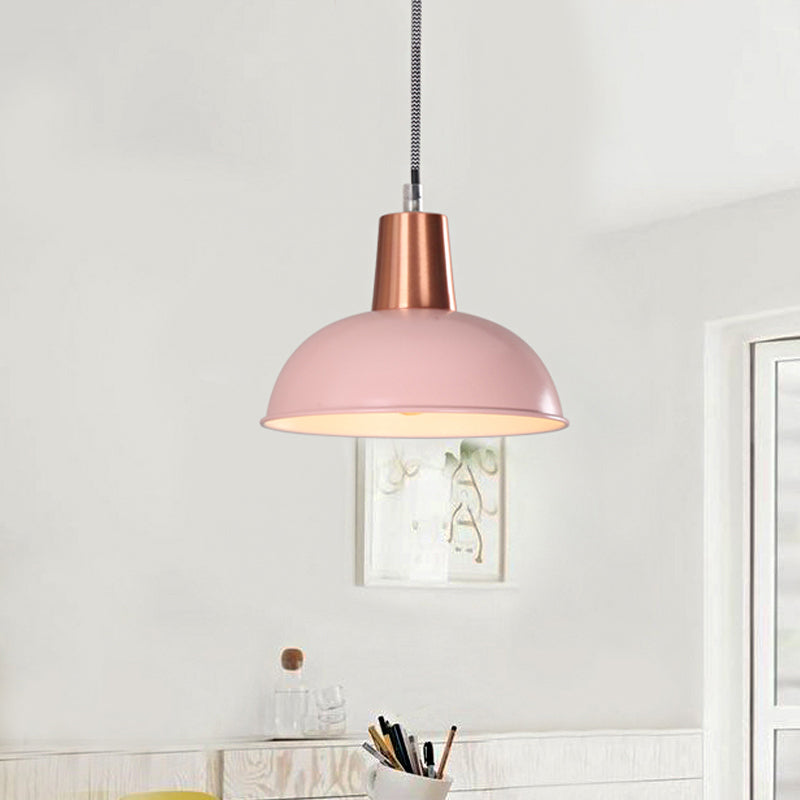 Metal Dome Shade Pendant Light One Light Macaron Loft Suspension Light for Kitchen Stair Pink Clearhalo 'Ceiling Lights' 'Modern Pendants' 'Modern' 'Pendant Lights' 'Pendants' Lighting' 1871618