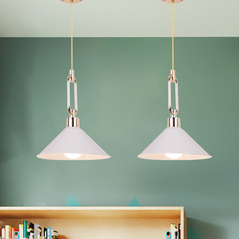 Macaron Pyramid Pendant Lamp Metal Single Light Candy Colored Suspension Light for Hotel White Clearhalo 'Ceiling Lights' 'Modern Pendants' 'Modern' 'Pendant Lights' 'Pendants' Lighting' 1871627