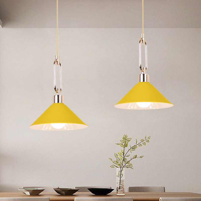 Macaron Pyramid Pendant Lamp Metal Single Light Candy Colored Suspension Light for Hotel Clearhalo 'Ceiling Lights' 'Modern Pendants' 'Modern' 'Pendant Lights' 'Pendants' Lighting' 1871632