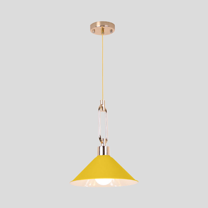 Macaron Pyramid Pendant Lamp Metal Single Light Candy Colored Suspension Light for Hotel Clearhalo 'Ceiling Lights' 'Modern Pendants' 'Modern' 'Pendant Lights' 'Pendants' Lighting' 1871634