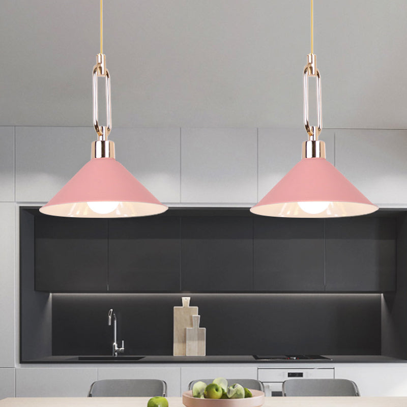 Macaron Pyramid Pendant Lamp Metal Single Light Candy Colored Suspension Light for Hotel Clearhalo 'Ceiling Lights' 'Modern Pendants' 'Modern' 'Pendant Lights' 'Pendants' Lighting' 1871636