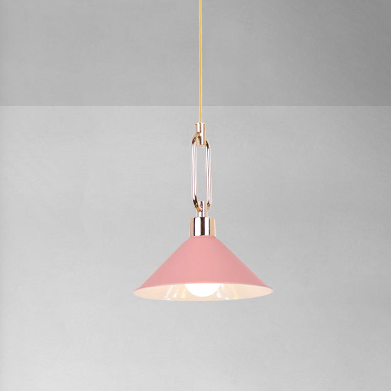 Macaron Pyramid Pendant Lamp Metal Single Light Candy Colored Suspension Light for Hotel Clearhalo 'Ceiling Lights' 'Modern Pendants' 'Modern' 'Pendant Lights' 'Pendants' Lighting' 1871637