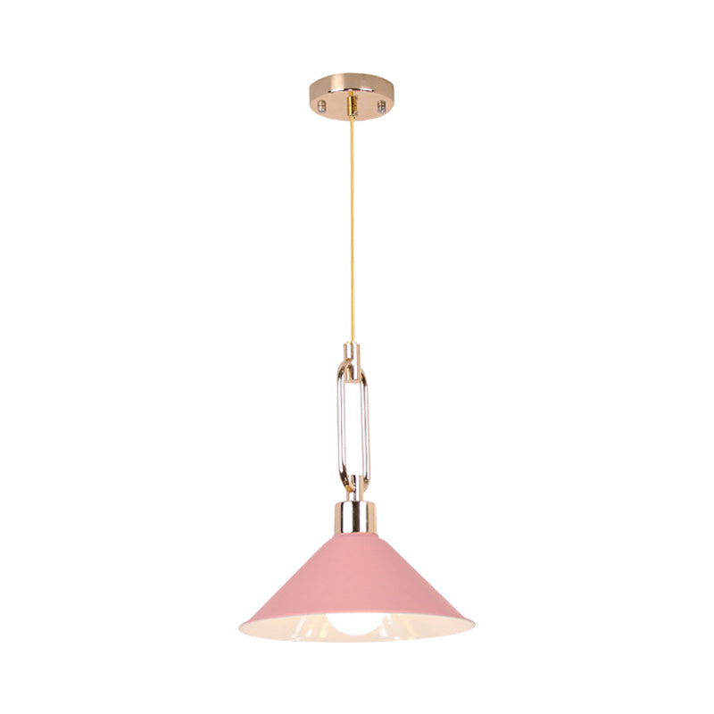 Macaron Pyramid Pendant Lamp Metal Single Light Candy Colored Suspension Light for Hotel Clearhalo 'Ceiling Lights' 'Modern Pendants' 'Modern' 'Pendant Lights' 'Pendants' Lighting' 1871638