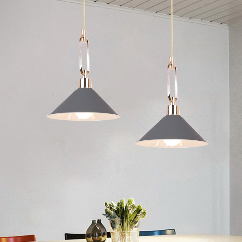 Macaron Pyramid Pendant Lamp Metal Single Light Candy Colored Suspension Light for Hotel Grey Clearhalo 'Ceiling Lights' 'Modern Pendants' 'Modern' 'Pendant Lights' 'Pendants' Lighting' 1871639