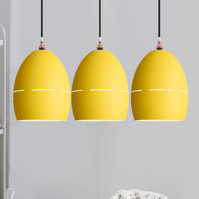 Metal Oval Shape Suspension Light 1 Light Macaron Loft Hanging Light for Dining Room Clearhalo 'Ceiling Lights' 'Modern Pendants' 'Modern' 'Pendant Lights' 'Pendants' Lighting' 1871644