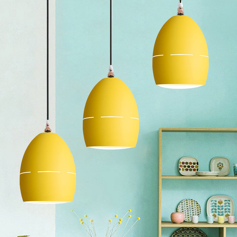 Metal Oval Shape Suspension Light 1 Light Macaron Loft Hanging Light for Dining Room Clearhalo 'Ceiling Lights' 'Modern Pendants' 'Modern' 'Pendant Lights' 'Pendants' Lighting' 1871645