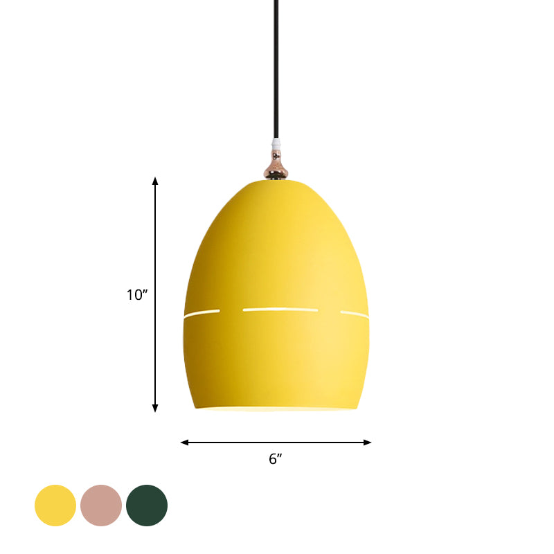 Metal Oval Shape Suspension Light 1 Light Macaron Loft Hanging Light for Dining Room Clearhalo 'Ceiling Lights' 'Modern Pendants' 'Modern' 'Pendant Lights' 'Pendants' Lighting' 1871647