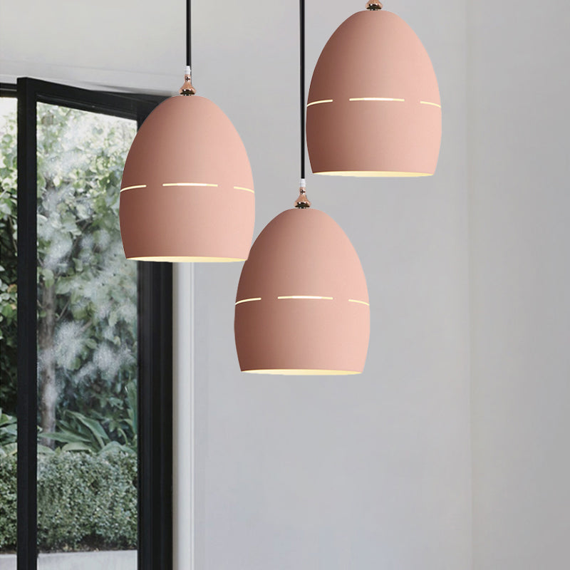 Metal Oval Shape Suspension Light 1 Light Macaron Loft Hanging Light for Dining Room Clearhalo 'Ceiling Lights' 'Modern Pendants' 'Modern' 'Pendant Lights' 'Pendants' Lighting' 1871649