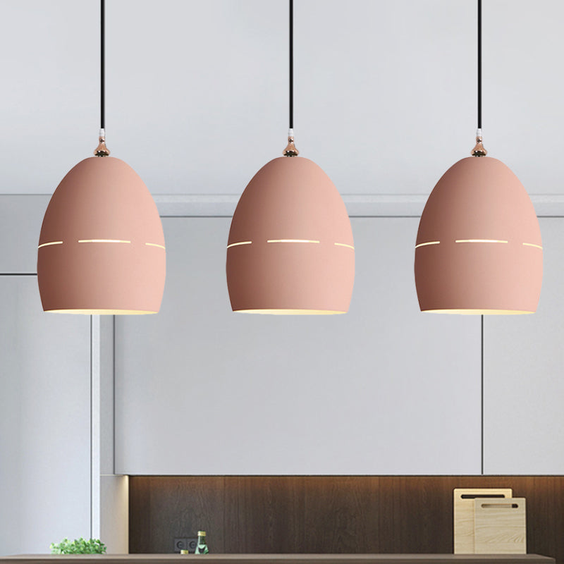 Metal Oval Shape Suspension Light 1 Light Macaron Loft Hanging Light for Dining Room Clearhalo 'Ceiling Lights' 'Modern Pendants' 'Modern' 'Pendant Lights' 'Pendants' Lighting' 1871650