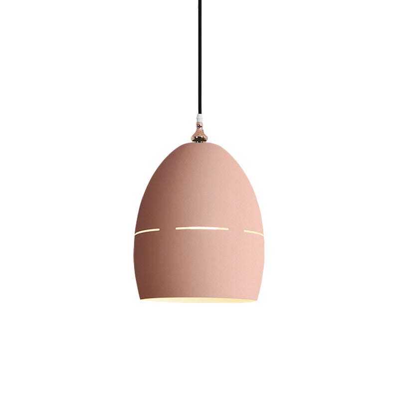 Metal Oval Shape Suspension Light 1 Light Macaron Loft Hanging Light for Dining Room Clearhalo 'Ceiling Lights' 'Modern Pendants' 'Modern' 'Pendant Lights' 'Pendants' Lighting' 1871651