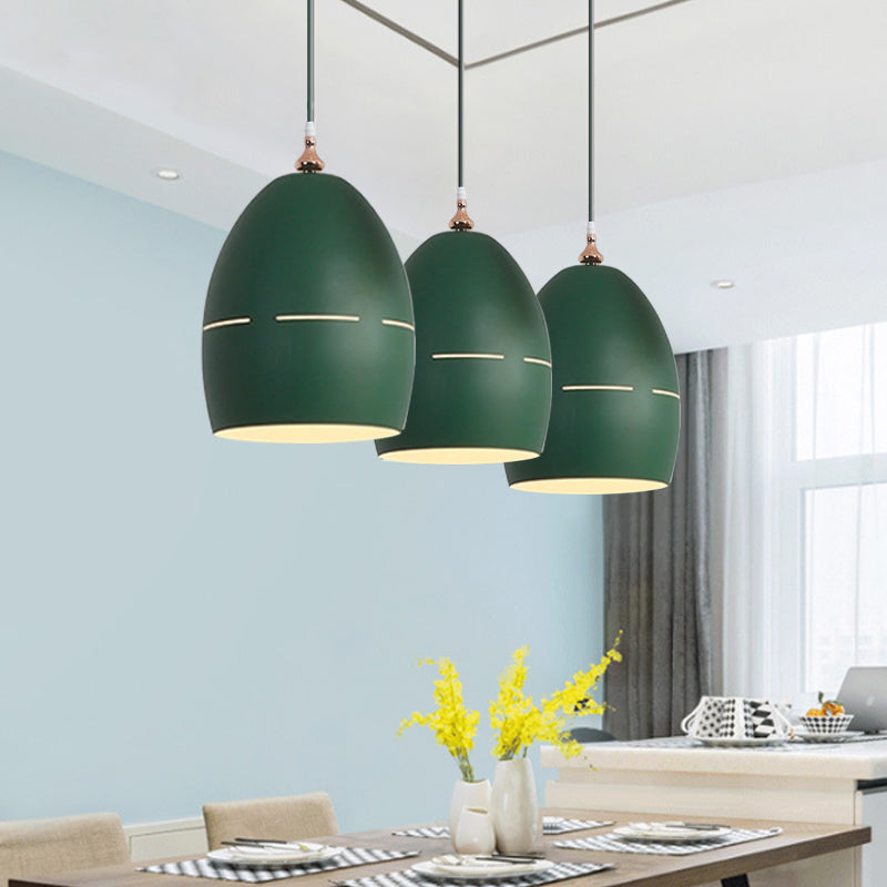 Metal Oval Shape Suspension Light 1 Light Macaron Loft Hanging Light for Dining Room Green Clearhalo 'Ceiling Lights' 'Modern Pendants' 'Modern' 'Pendant Lights' 'Pendants' Lighting' 1871652