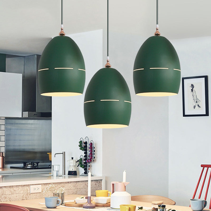 Metal Oval Shape Suspension Light 1 Light Macaron Loft Hanging Light for Dining Room Clearhalo 'Ceiling Lights' 'Modern Pendants' 'Modern' 'Pendant Lights' 'Pendants' Lighting' 1871653