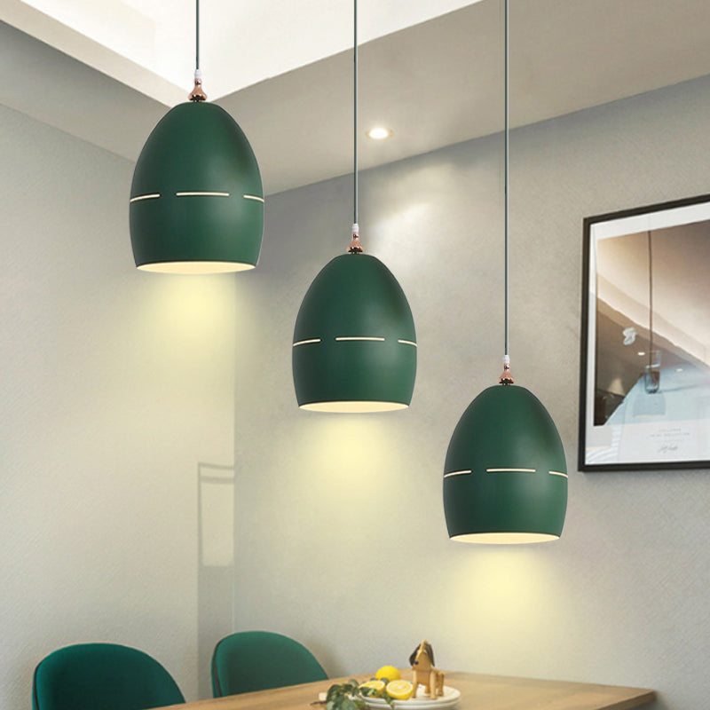 Metal Oval Shape Suspension Light 1 Light Macaron Loft Hanging Light for Dining Room Clearhalo 'Ceiling Lights' 'Modern Pendants' 'Modern' 'Pendant Lights' 'Pendants' Lighting' 1871654