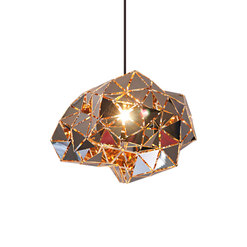 Metallic Irregular Polyhedron Pendant Light 1 Light Modern Hanging Lamp for Dining Table Clearhalo 'Ceiling Lights' 'Modern Pendants' 'Modern' 'Pendant Lights' 'Pendants' Lighting' 1871679