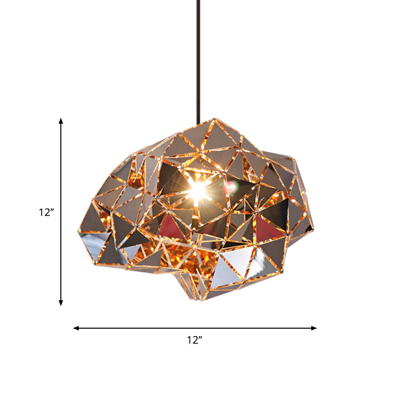 Metallic Irregular Polyhedron Pendant Light 1 Light Modern Hanging Lamp for Dining Table Clearhalo 'Ceiling Lights' 'Modern Pendants' 'Modern' 'Pendant Lights' 'Pendants' Lighting' 1871680