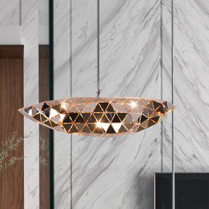 Metallic Irregular Polyhedron Pendant Light 1 Light Modern Hanging Lamp for Dining Table Gold 31.5" Clearhalo 'Ceiling Lights' 'Modern Pendants' 'Modern' 'Pendant Lights' 'Pendants' Lighting' 1871681