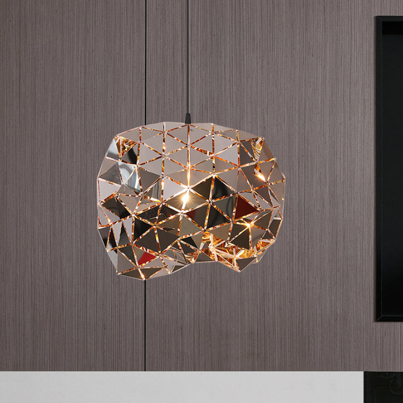 Metallic Irregular Polyhedron Pendant Light 1 Light Modern Hanging Lamp for Dining Table Gold 16" Clearhalo 'Ceiling Lights' 'Modern Pendants' 'Modern' 'Pendant Lights' 'Pendants' Lighting' 1871686