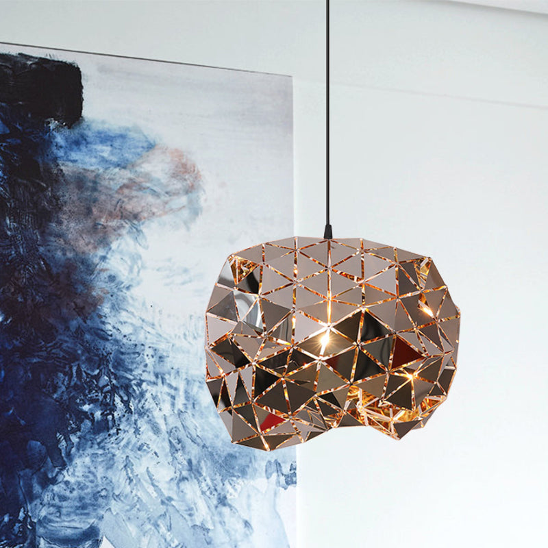 Metallic Irregular Polyhedron Pendant Light 1 Light Modern Hanging Lamp for Dining Table Clearhalo 'Ceiling Lights' 'Modern Pendants' 'Modern' 'Pendant Lights' 'Pendants' Lighting' 1871687