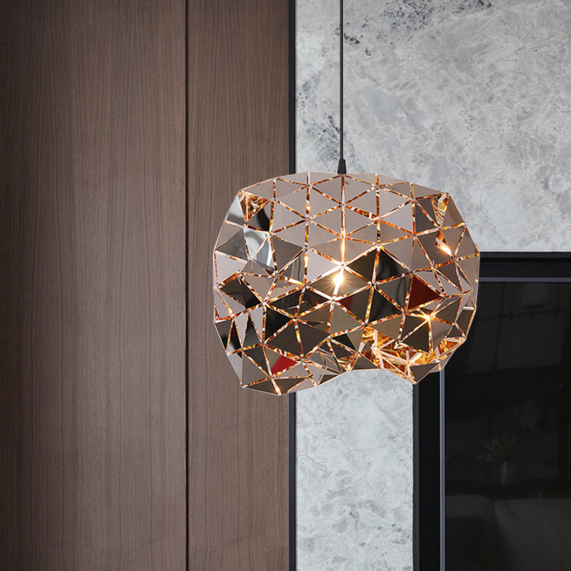 Metallic Irregular Polyhedron Pendant Light 1 Light Modern Hanging Lamp for Dining Table Clearhalo 'Ceiling Lights' 'Modern Pendants' 'Modern' 'Pendant Lights' 'Pendants' Lighting' 1871688