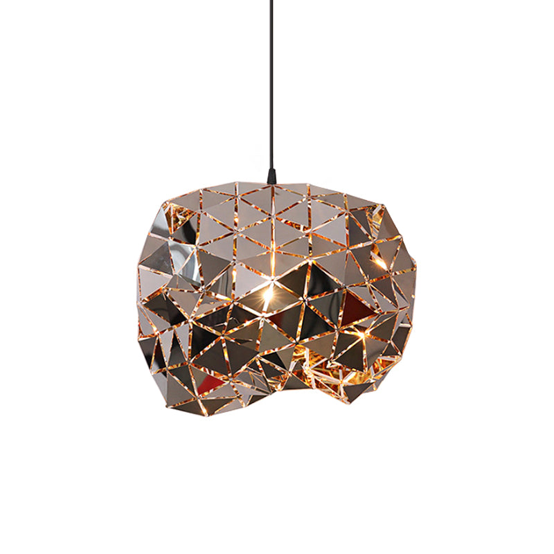 Metallic Irregular Polyhedron Pendant Light 1 Light Modern Hanging Lamp for Dining Table Clearhalo 'Ceiling Lights' 'Modern Pendants' 'Modern' 'Pendant Lights' 'Pendants' Lighting' 1871689