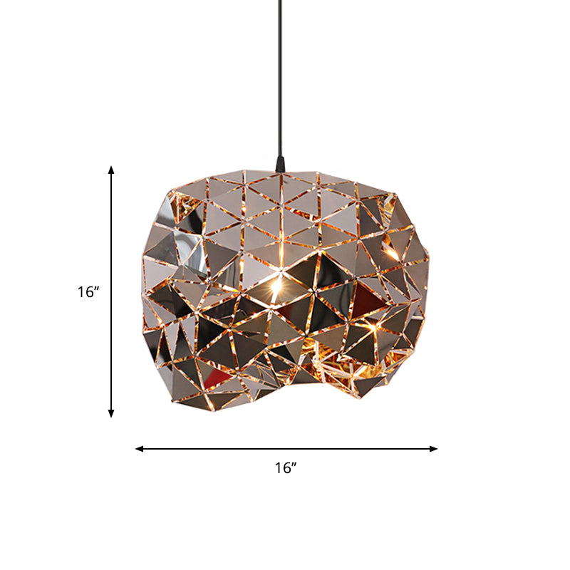 Metallic Irregular Polyhedron Pendant Light 1 Light Modern Hanging Lamp for Dining Table Clearhalo 'Ceiling Lights' 'Modern Pendants' 'Modern' 'Pendant Lights' 'Pendants' Lighting' 1871690