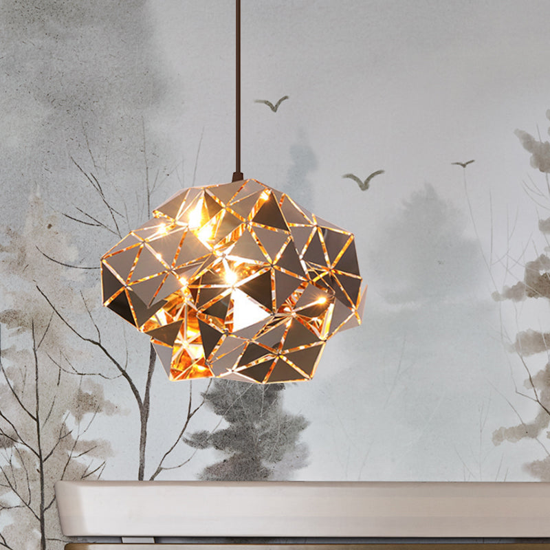 Metallic Irregular Polyhedron Pendant Light 1 Light Modern Hanging Lamp for Dining Table Gold 8" Clearhalo 'Ceiling Lights' 'Modern Pendants' 'Modern' 'Pendant Lights' 'Pendants' Lighting' 1871691