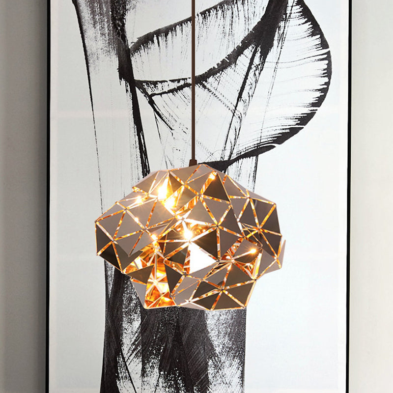 Metallic Irregular Polyhedron Pendant Light 1 Light Modern Hanging Lamp for Dining Table Clearhalo 'Ceiling Lights' 'Modern Pendants' 'Modern' 'Pendant Lights' 'Pendants' Lighting' 1871692