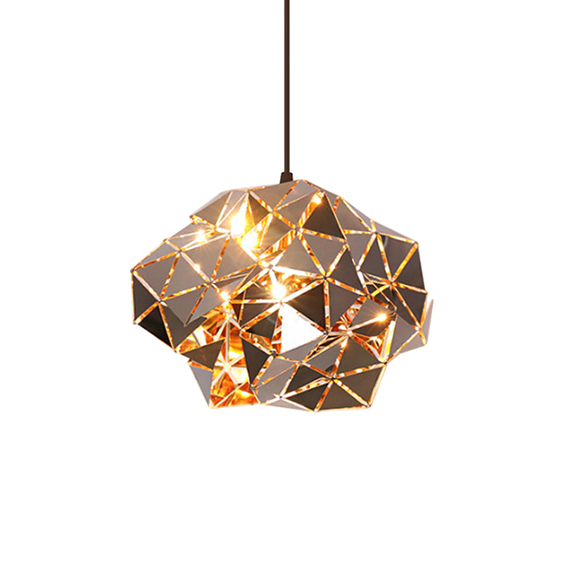 Metallic Irregular Polyhedron Pendant Light 1 Light Modern Hanging Lamp for Dining Table Clearhalo 'Ceiling Lights' 'Modern Pendants' 'Modern' 'Pendant Lights' 'Pendants' Lighting' 1871693