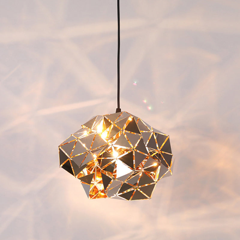 Metallic Irregular Polyhedron Pendant Light 1 Light Modern Hanging Lamp for Dining Table Clearhalo 'Ceiling Lights' 'Modern Pendants' 'Modern' 'Pendant Lights' 'Pendants' Lighting' 1871694