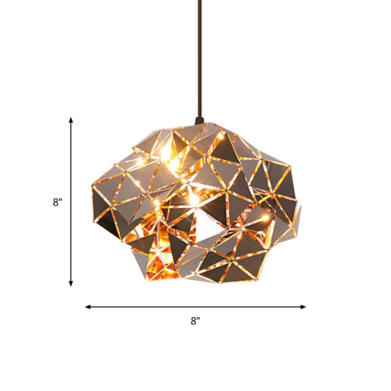 Metallic Irregular Polyhedron Pendant Light 1 Light Modern Hanging Lamp for Dining Table Clearhalo 'Ceiling Lights' 'Modern Pendants' 'Modern' 'Pendant Lights' 'Pendants' Lighting' 1871695