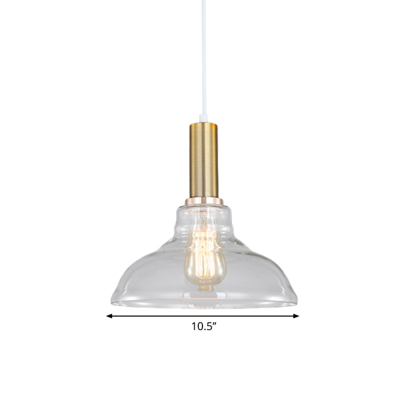 Single-Bulb Orb/Barn/Dome Pendant Lighting Fixture Industrial Brass Clear Glass Hanging Ceiling Light Clearhalo 'Ceiling Lights' 'Close To Ceiling Lights' 'Glass shade' 'Glass' 'Industrial Pendants' 'Industrial' 'Middle Century Pendants' 'Pendant Lights' 'Pendants' 'Tiffany' Lighting' 1871887