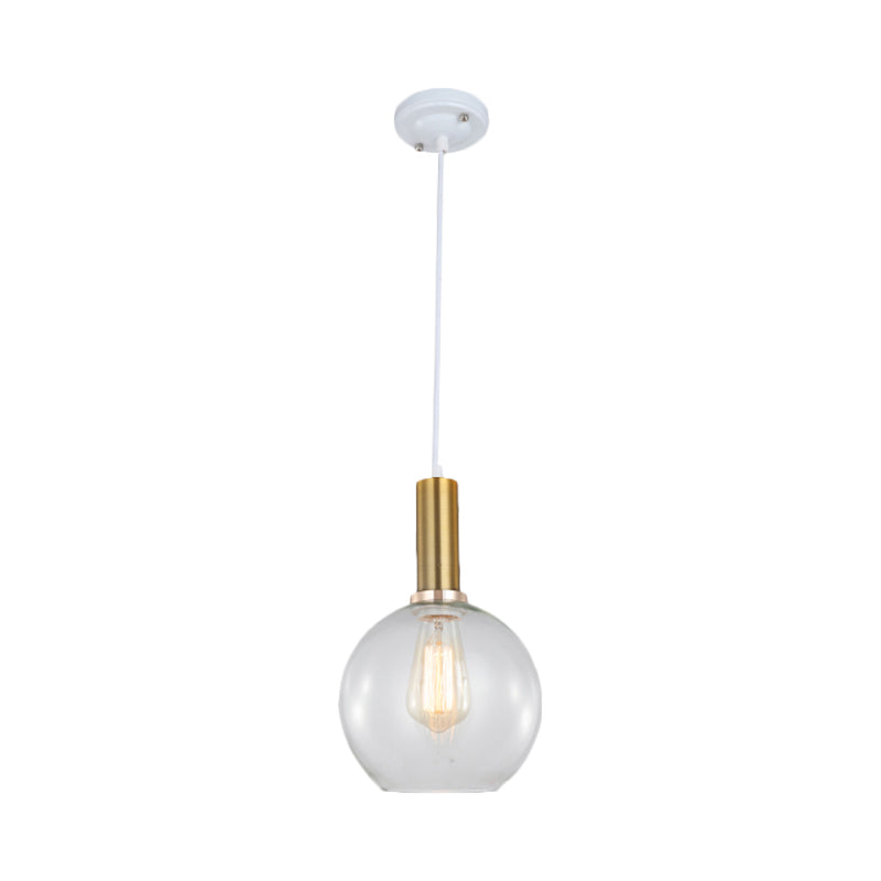 Single-Bulb Orb/Barn/Dome Pendant Lighting Fixture Industrial Brass Clear Glass Hanging Ceiling Light Clearhalo 'Ceiling Lights' 'Close To Ceiling Lights' 'Glass shade' 'Glass' 'Industrial Pendants' 'Industrial' 'Middle Century Pendants' 'Pendant Lights' 'Pendants' 'Tiffany' Lighting' 1871891