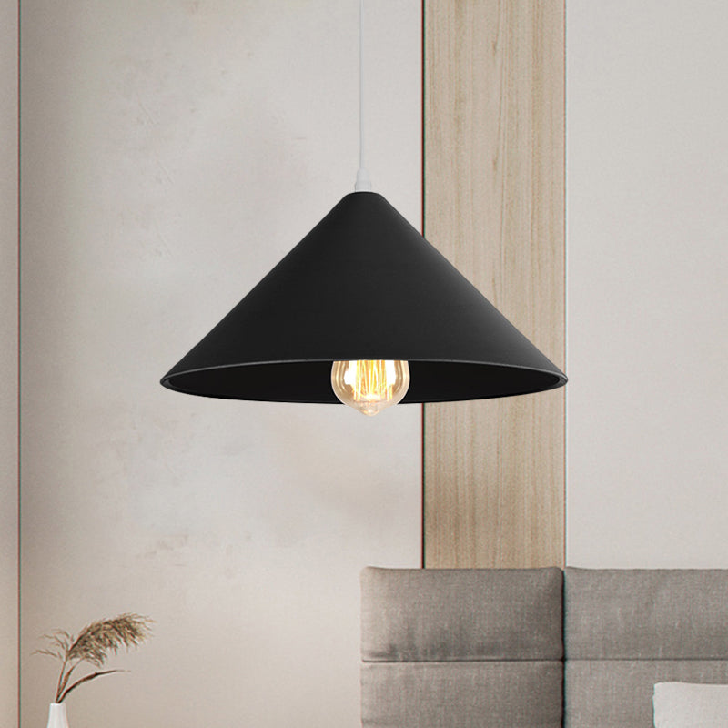 Conic Shade Coffee Shop Ceiling Fixture Macaron Style Metallic 1 Bulb Black/White/Pink Pendant Light Fixture Clearhalo 'Ceiling Lights' 'Modern Pendants' 'Modern' 'Pendant Lights' 'Pendants' Lighting' 1871912