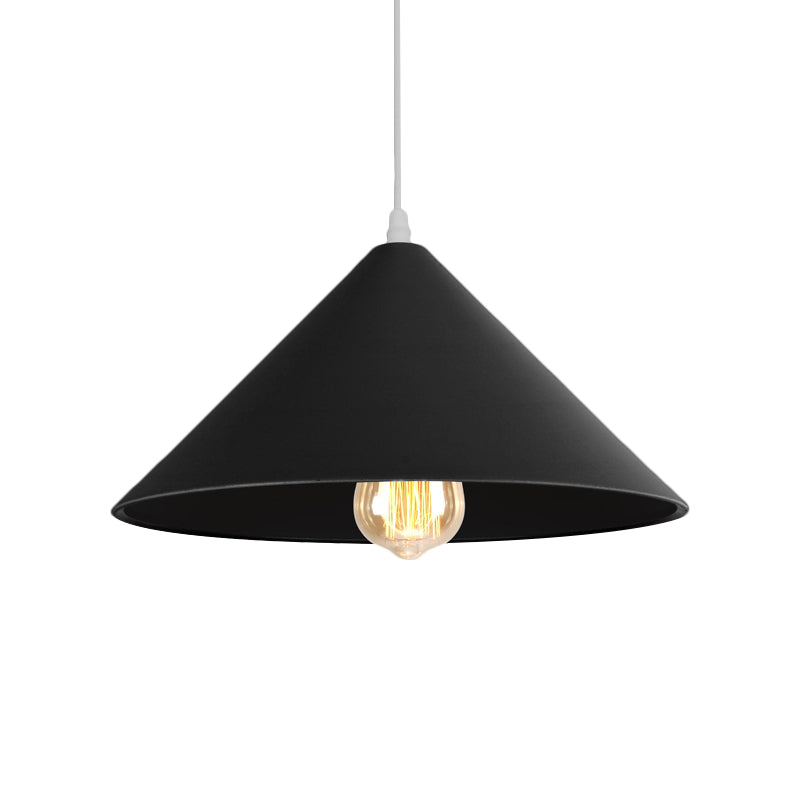 Conic Shade Coffee Shop Ceiling Fixture Macaron Style Metallic 1 Bulb Black/White/Pink Pendant Light Fixture Clearhalo 'Ceiling Lights' 'Modern Pendants' 'Modern' 'Pendant Lights' 'Pendants' Lighting' 1871913