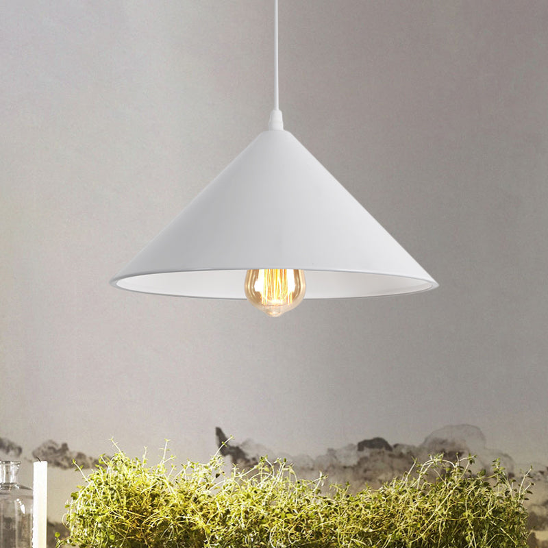 Conic Shade Coffee Shop Ceiling Fixture Macaron Style Metallic 1 Bulb Black/White/Pink Pendant Light Fixture Clearhalo 'Ceiling Lights' 'Modern Pendants' 'Modern' 'Pendant Lights' 'Pendants' Lighting' 1871915