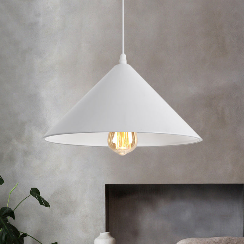 Conic Shade Coffee Shop Ceiling Fixture Macaron Style Metallic 1 Bulb Black/White/Pink Pendant Light Fixture Clearhalo 'Ceiling Lights' 'Modern Pendants' 'Modern' 'Pendant Lights' 'Pendants' Lighting' 1871916