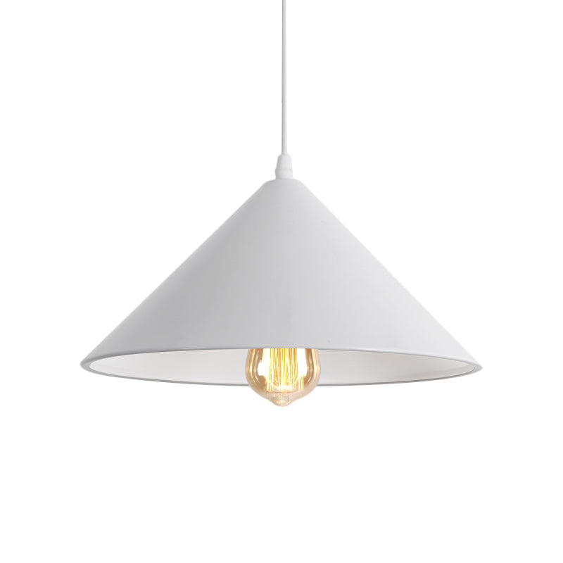 Conic Shade Coffee Shop Ceiling Fixture Macaron Style Metallic 1 Bulb Black/White/Pink Pendant Light Fixture Clearhalo 'Ceiling Lights' 'Modern Pendants' 'Modern' 'Pendant Lights' 'Pendants' Lighting' 1871917