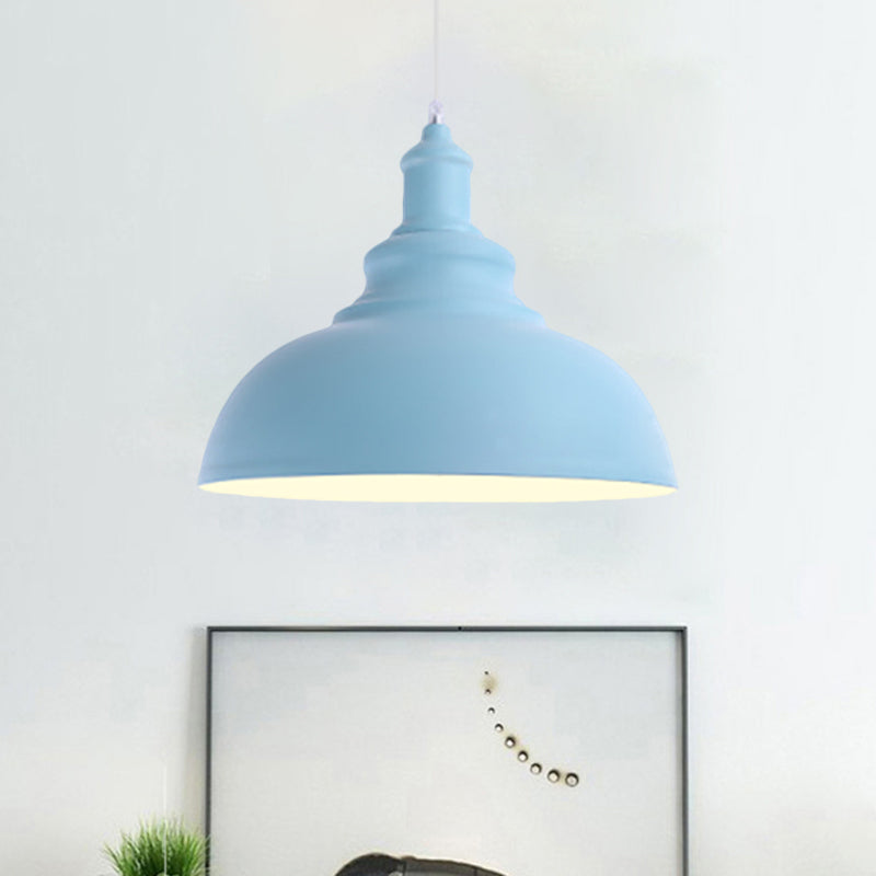 Pink/Yellow Bowl Shape Ceiling Light Fixture Macaron Style Metal 1 Bulb Bedroom Suspended Lamp Clearhalo 'Ceiling Lights' 'Modern Pendants' 'Modern' 'Pendant Lights' 'Pendants' Lighting' 1871970