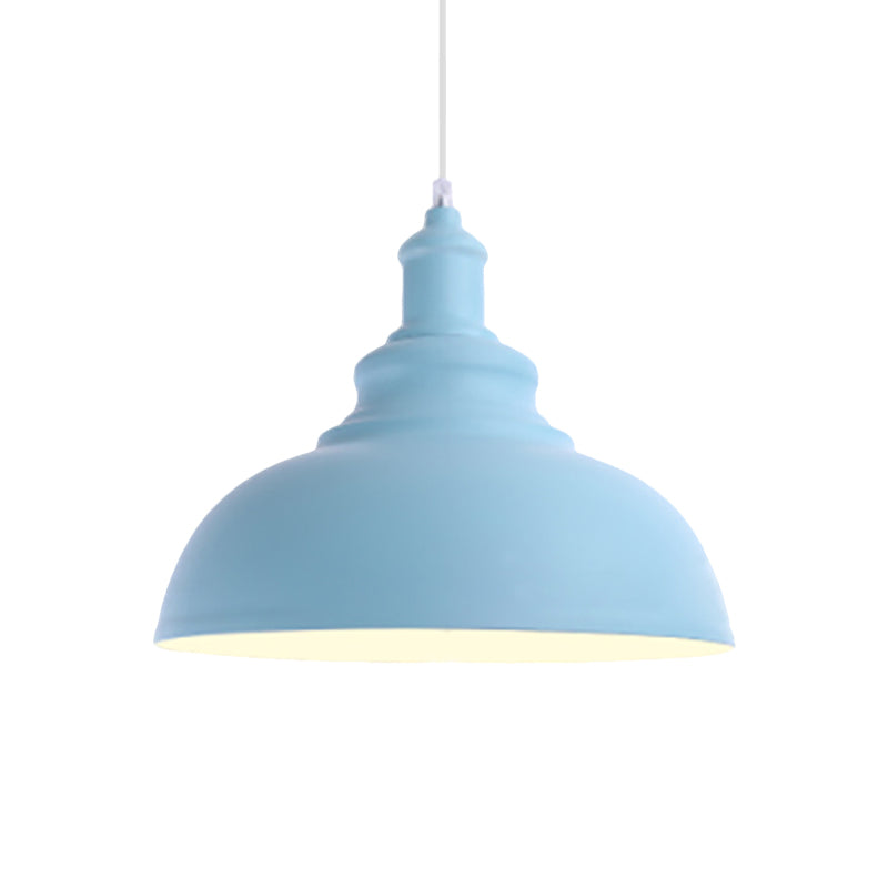 Pink/Yellow Bowl Shape Ceiling Light Fixture Macaron Style Metal 1 Bulb Bedroom Suspended Lamp Clearhalo 'Ceiling Lights' 'Modern Pendants' 'Modern' 'Pendant Lights' 'Pendants' Lighting' 1871971