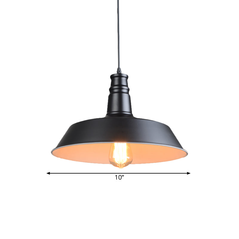 10"/14" Diameter Barn Kitchen Suspension Light Industrial Stylish Metallic 1 Head Black Pendant Light Clearhalo 'Art Deco Pendants' 'Black' 'Cast Iron' 'Ceiling Lights' 'Ceramic' 'Crystal' 'Industrial Pendants' 'Industrial' 'Metal' 'Middle Century Pendants' 'Pendant Lights' 'Pendants' 'Rustic Pendants' 'Tiffany' Lighting' 1872021